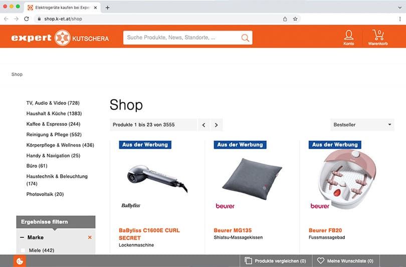 Expert Kutschera Online-Shop für Elektrogeräte